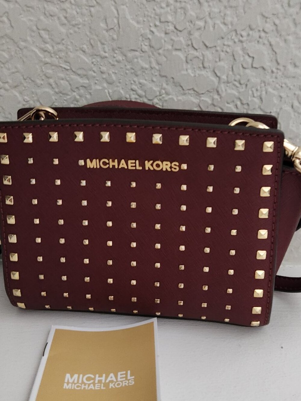 Like New Michael Kors Selma Burgandy Leather Crossbody Bag